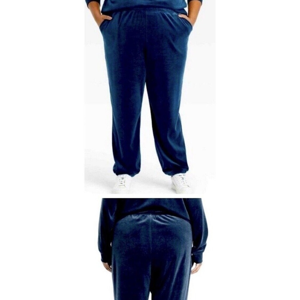 New Ava & Viv Navy Blue Velour Jogger Pants & Crewneck Sweatshirt Set -Sz 2X NWT - Picture 4 of 12